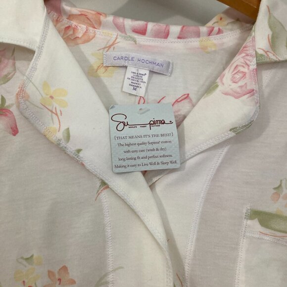 New with Tags Carole Hochman Women Size M Sleep Shirt White 100% Supima Cotton - Picture 2 of 13